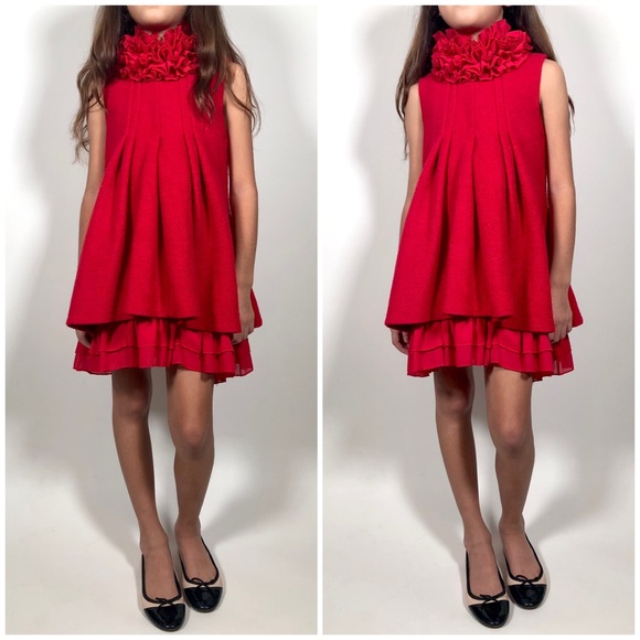 Other - Boutique Wool blend Christmas dress with ruffles